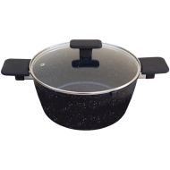 Oala granit 24 cm cu capac din sticla, Synmore
